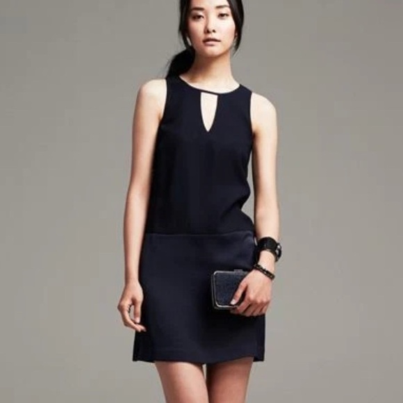 Banana Republic Crepe Swing Navy Dress Size 12 - Picture 5 of 9